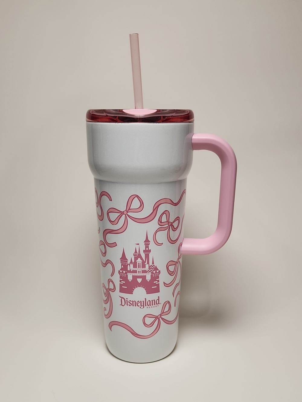 Disneyland Starbucks Pink & White Bows Travel Tumbler